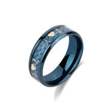 Wholesale Hot Selling Stainless Steel Ring Jewelry Titanium Steel Blue Black Carbon Fiber ECG Rings